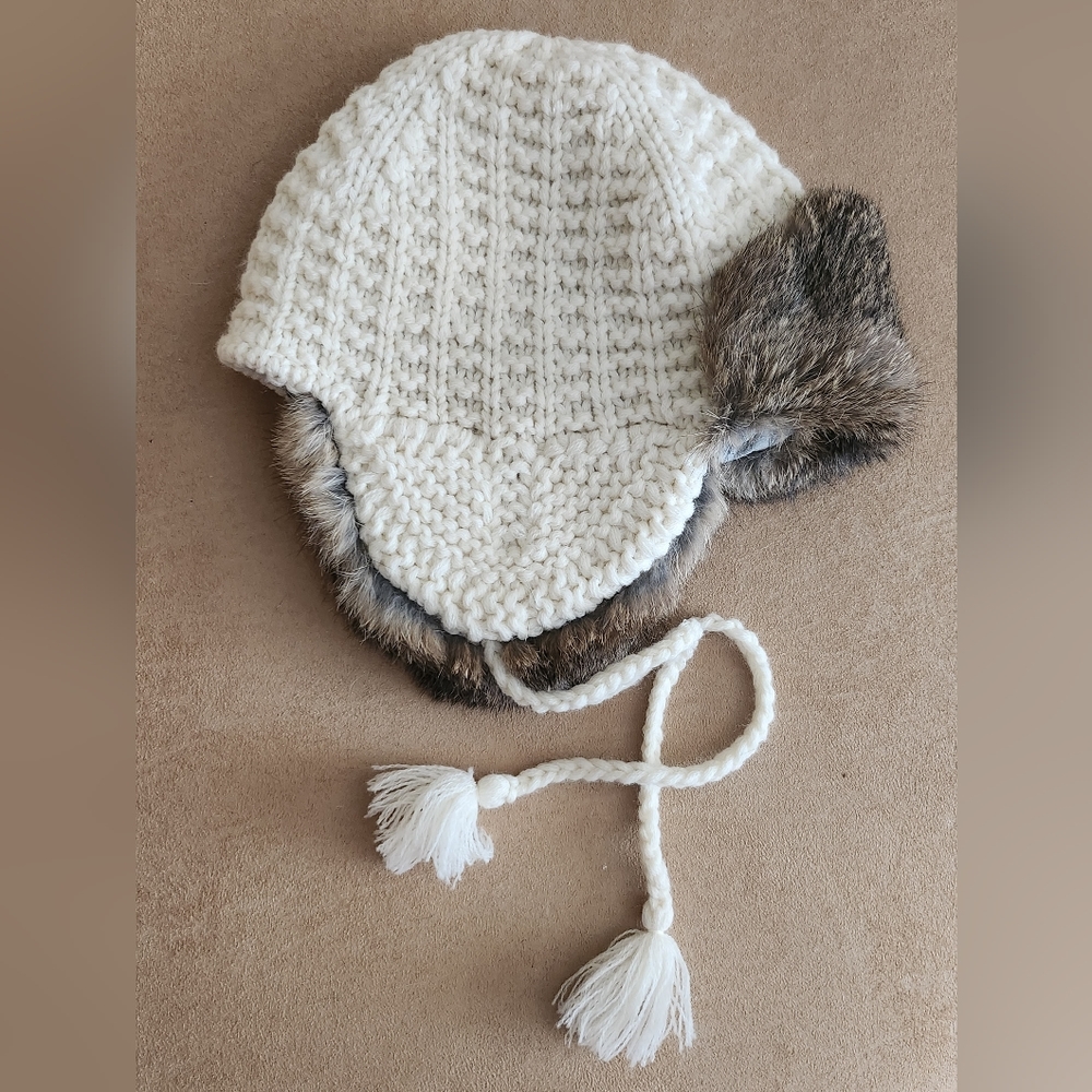 NWOT Hat Attack Trapper Hat Knit Wool/Rabbit Fur